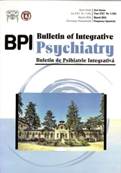 Bulletin of Integrative Psychiatry. Buletin de Psihiatrie Integrativa anul XXI, nr. 1 (64), martie 2015, frecventa trimestriala